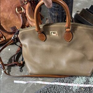 Dooney & Bourke Tan Leather Satchel with Gold Hardware